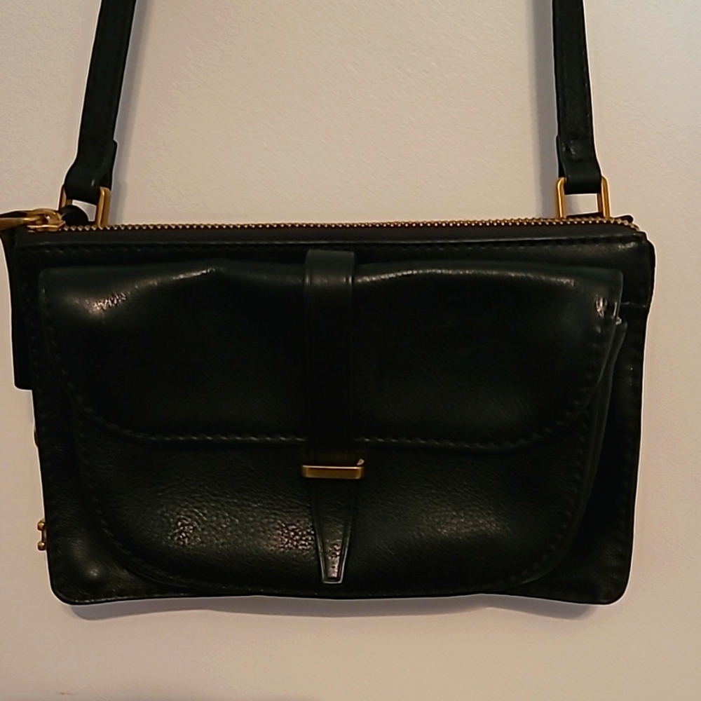 Fossil 1954 collection black leather crossbody or shoulder handbag